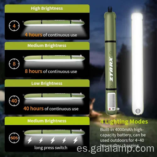 Tubo inflable al aire libre, luz de campamento, luz de emergencia